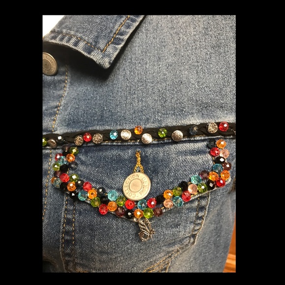 Crystal Butterfly Denim Vest - Picture 8 of 12